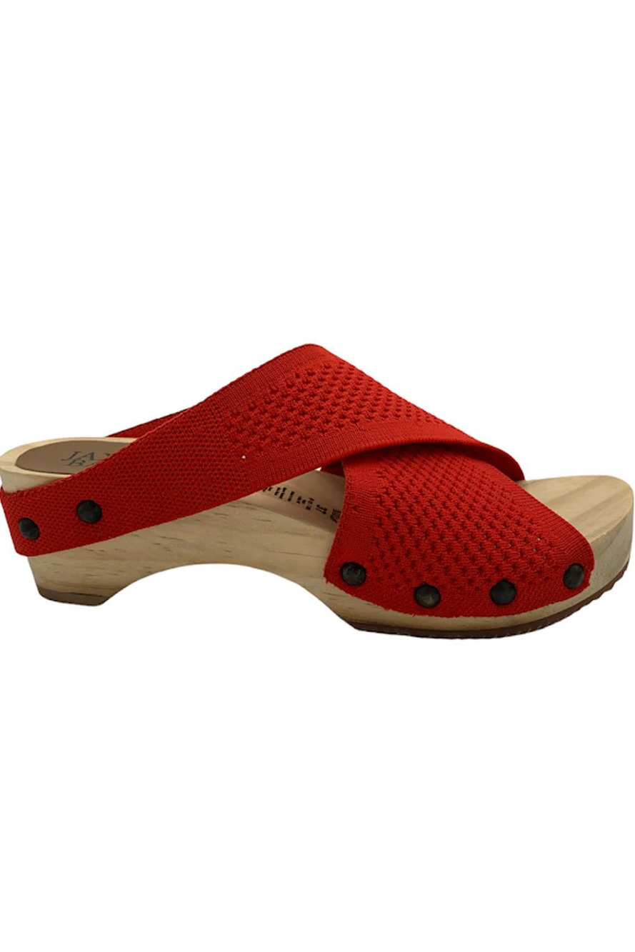 Jax & Bard Knit Clog Sandals Libby Hill Strawberry Red - Wide